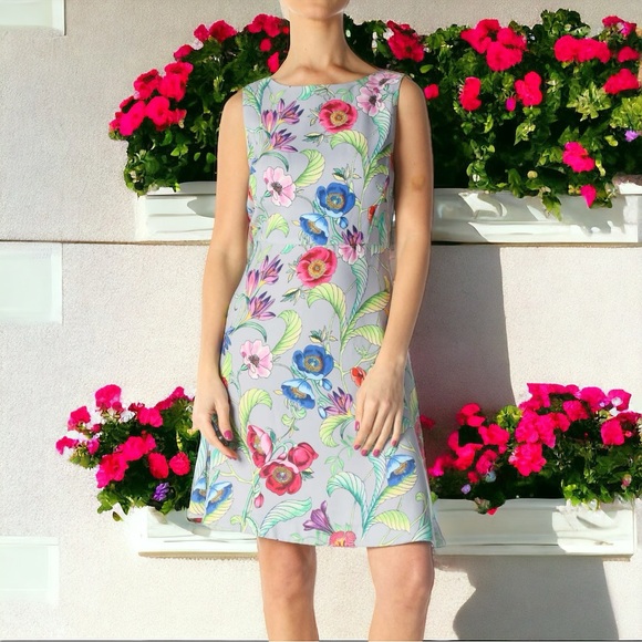 Ann Taylor Dresses & Skirts - Ann Taylor Jungle Floral Print Fit & Flare Sleeveless Crepe Spring Mini Dress 6
